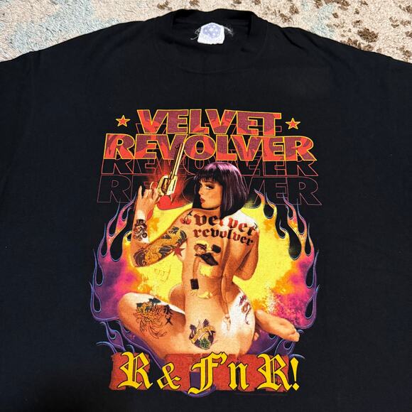 Vintage 2004/05 Velvet Revolver R&FnK! Shirt Size XL Tattoo Woman Band Tee - Picture 1 of 7